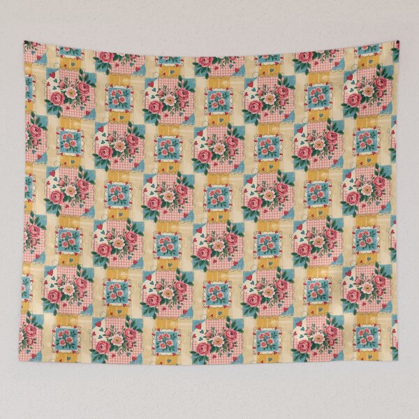 Item preview, Retro Cottagecore Patchwork Floral Seamless Pattern designed and sold by NotARealGrownUp.