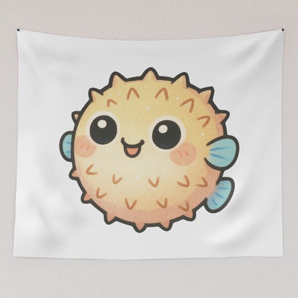 Item preview, Pufferfish Illustration – Cute Inflated Ocean Fish Art designed and sold by Vendeloc.
