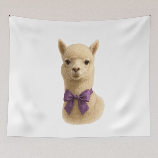 Item preview, Realistic Alpaca with Purple Bow designed and sold by visualvibesss.