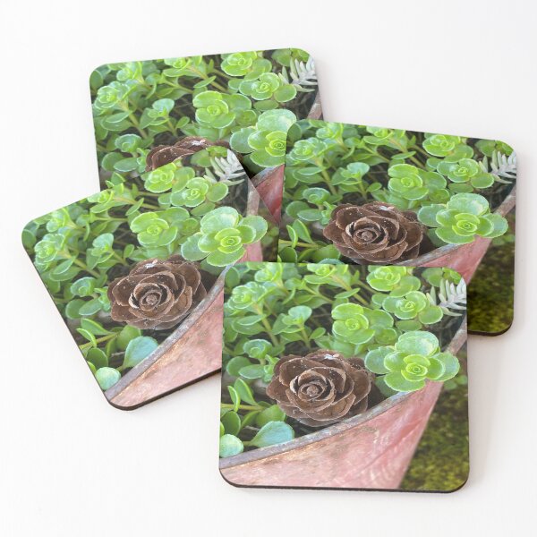 Item preview, Pine cone and succulents designed and sold by LoveHeartRocks.