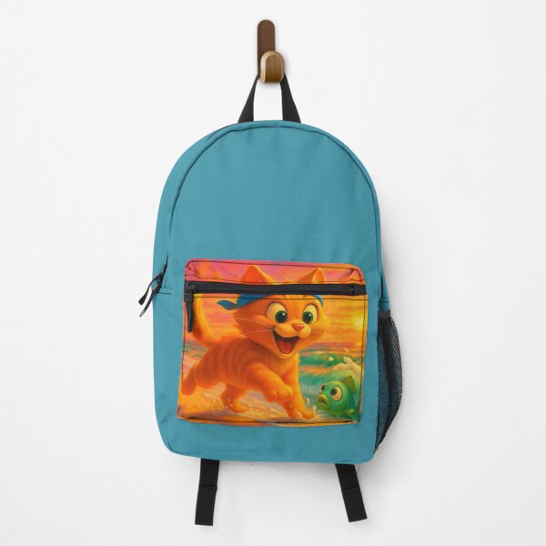 Item preview, BOC Beachy Orange Cat 7 - BOC Greets Green Fish At Sunset As He Runs On The Beach designed and sold by Beachy.