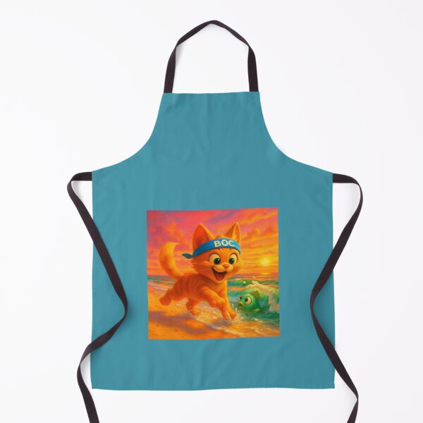 Item preview, BOC Beachy Orange Cat 7 - BOC Greets Green Fish At Sunset As He Runs On The Beach designed and sold by Beachy.