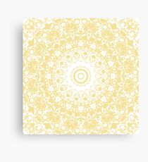 White Lace Mandala on Sunshine Yellow Background Canvas Print