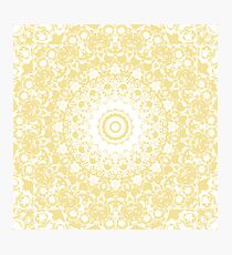 White Lace Mandala on Sunshine Yellow Background Photographic Print