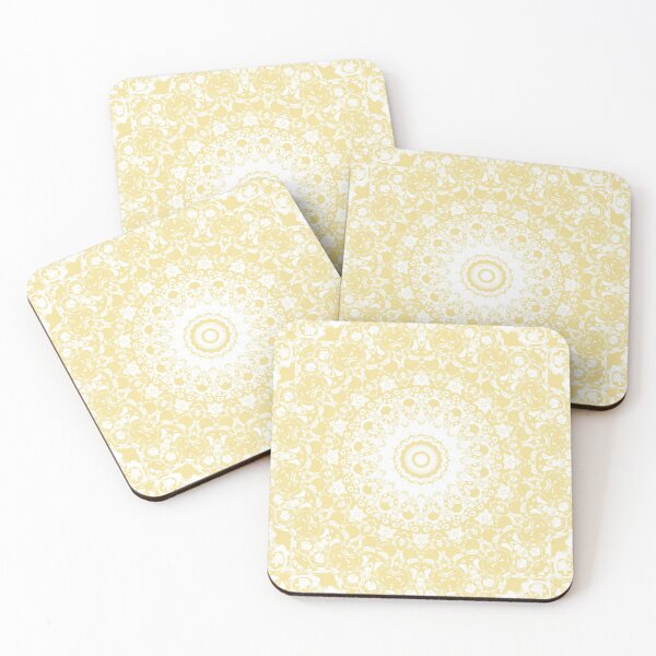 Item preview, White Lace Mandala on Sunshine Yellow Background designed and sold by Kelly Dietrich Mandala & Fractal Art.