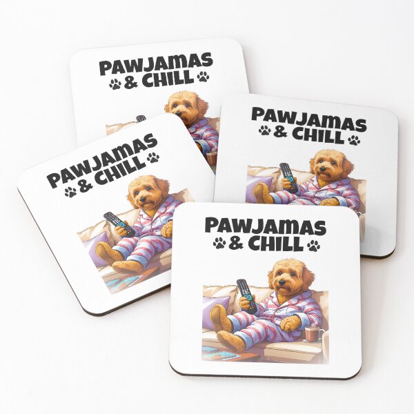 Item preview, Pawjamas & Chill – Cute Goldendoodle in Pajamas Watching TV Design designed and sold by Fredster1966.