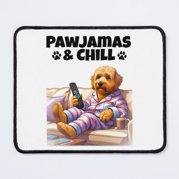 Item preview, Pawjamas & Chill – Cute Goldendoodle in Pajamas Watching TV Design designed and sold by Fredster1966.