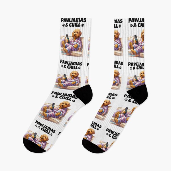 Item preview, Pawjamas & Chill – Cute Goldendoodle in Pajamas Watching TV Design designed and sold by Fredster1966.