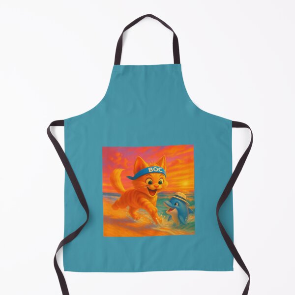Item preview, BOC Beachy Orange Cat 8 - BOC Greets Blue Dolphin At Sunset As He Runs On The Beach designed and sold by Beachy.