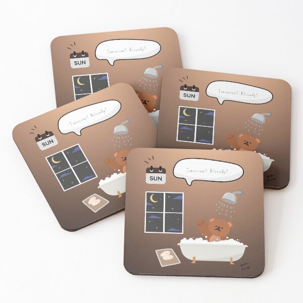 Item preview, Tomorrow? Already? | Mono Bear Weekly Mood Series ( Gradation Square Background )  designed and sold by mintmono-studio.