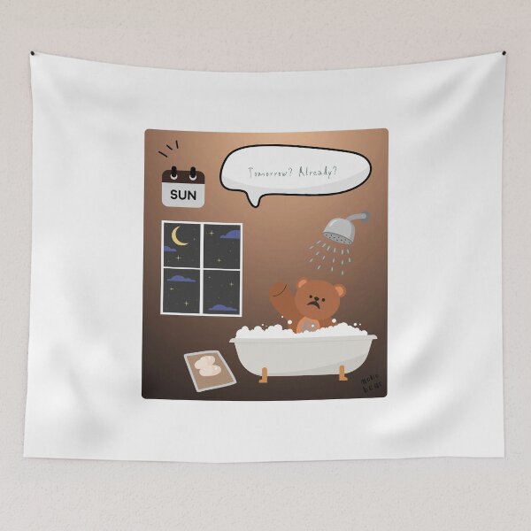 Item preview, Tomorrow? Already? | Mono Bear Weekly Mood Series ( Gradation Square Background )  designed and sold by mintmono-studio.