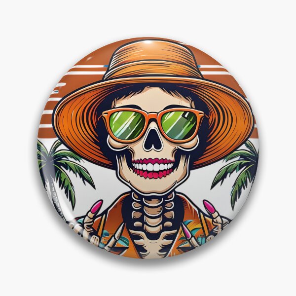 Item preview, Summer Vibes Skeleton Girl – Bold Tropical Skull with Sunset & Palms designed and sold by Ladidia.