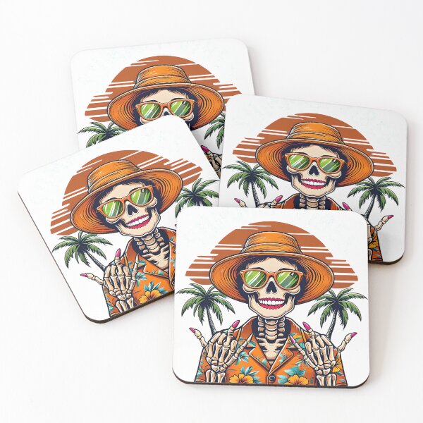 Item preview, Summer Vibes Skeleton Girl – Bold Tropical Skull with Sunset & Palms designed and sold by Ladidia.