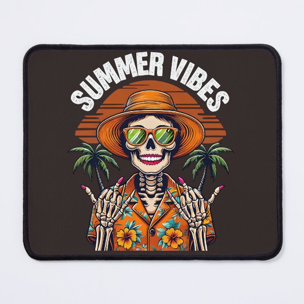 Item preview, Summer Vibes Skeleton Girl – Bold Tropical Skull with Sunset & Palms designed and sold by Ladidia.
