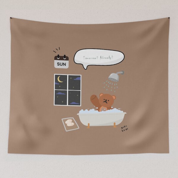 Item preview, Tomorrow? Already? | Mono Bear Weekly Mood Series ( Light Brown Background )  designed and sold by mintmono-studio.