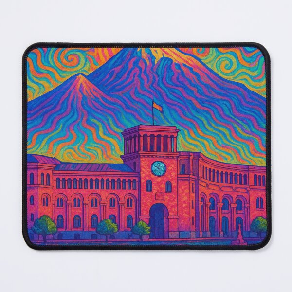 Item preview, Psychedelic Yerevan Cityscape | Trippy Armenia Art | Surreal Mount Ararat Scene | Colorful Yerevan Aesthetic | Retro Travel Poster designed and sold by PaintedPixels01.