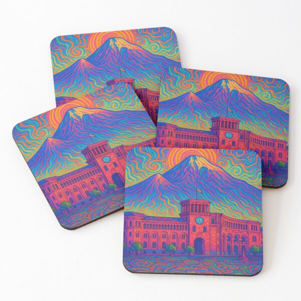 Item preview, Psychedelic Yerevan Cityscape | Trippy Armenia Art | Surreal Mount Ararat Scene | Colorful Yerevan Aesthetic | Retro Travel Poster designed and sold by PaintedPixels01.