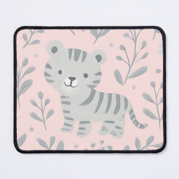 Item preview, Cute Grey Tiger Seamless Pattern on Pink Background designed and sold by SassyArtistry.