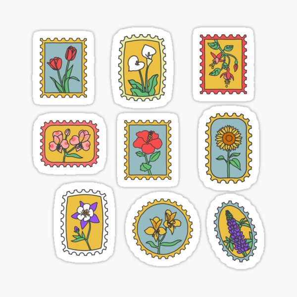 Item preview, Flower Postage Stamps Set designed and sold by ami.creations.