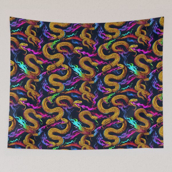Item preview, Three-Headed Snake Pattern – Neon Fire Serpent Graphic Tee designed and sold by JonHale.