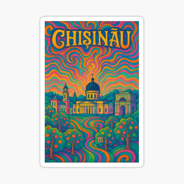 Item preview, Psychedelic Chișinău Art | Trippy Moldova Cityscape | Surreal Eastern Europe Poster | Colorful Moldova Wall Decor | Retro Chișinău Vibes designed and sold by PaintedPixels01.