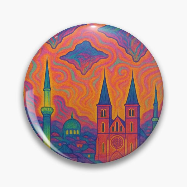 Item preview, Psychedelic Sarajevo Art | Trippy Balkan Cityscape | Vibrant Bosnia Poster | Surreal Old Town View | Colorful Sarajevo Wall Decor designed and sold by PaintedPixels01.
