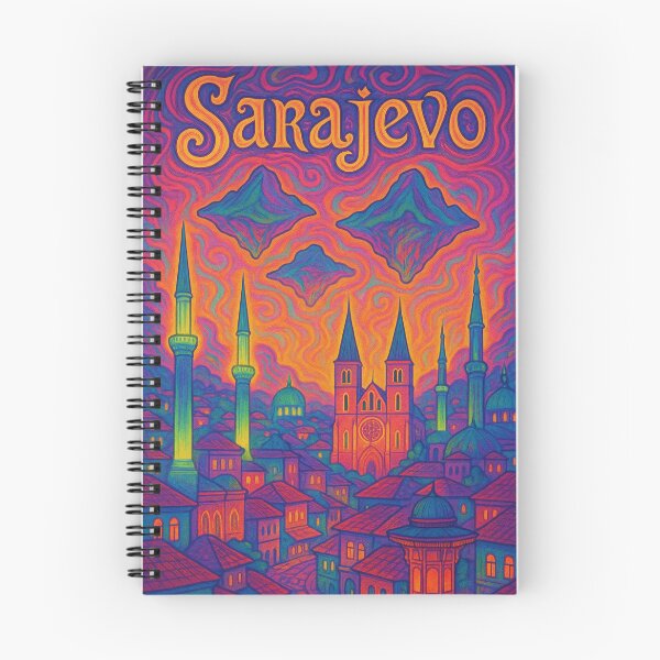 Item preview, Psychedelic Sarajevo Art | Trippy Balkan Cityscape | Vibrant Bosnia Poster | Surreal Old Town View | Colorful Sarajevo Wall Decor designed and sold by PaintedPixels01.