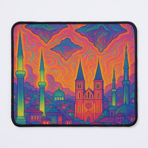 Item preview, Psychedelic Sarajevo Art | Trippy Balkan Cityscape | Vibrant Bosnia Poster | Surreal Old Town View | Colorful Sarajevo Wall Decor designed and sold by PaintedPixels01.