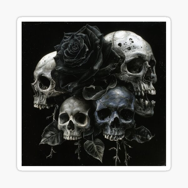 Item preview, Black Rose Requiem – Skulls in Bloom designed and sold by ArgentoArt.