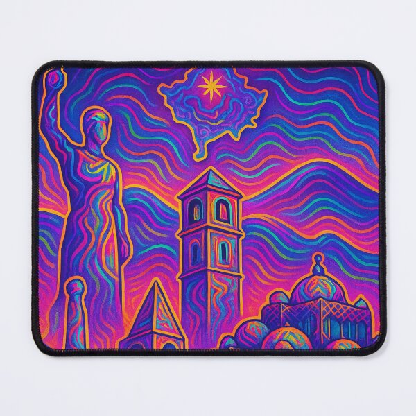 Item preview, Psychedelic Pristina Skyline | Vibrant Kosovo Wall Art | Trippy Eastern Europe Poster | Retro Cityscape | Surreal Urban Vibes designed and sold by PaintedPixels01.