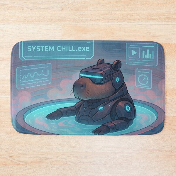 Item preview,  Cyber Capybara Relaxing in Virtual Hot Tub designed and sold by SassyArtistry.