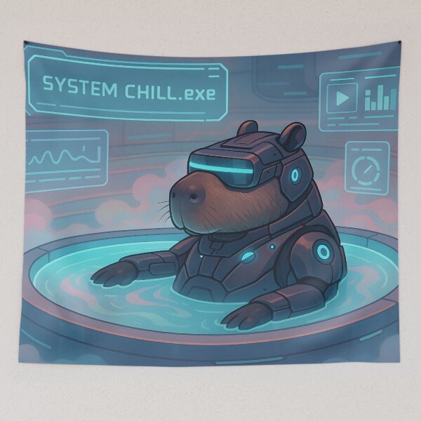 Item preview,  Cyber Capybara Relaxing in Virtual Hot Tub designed and sold by SassyArtistry.