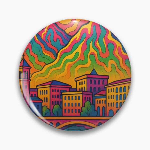 Item preview, Vibrant Psychedelic Podgorica | Trippy Montenegro Cityscape | Colorful Urban Art Print | Retro Travel Poster | Surreal Balkan Wall Decor designed and sold by PaintedPixels01.