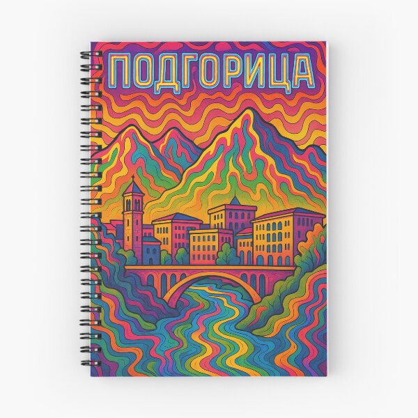 Item preview, Vibrant Psychedelic Podgorica | Trippy Montenegro Cityscape | Colorful Urban Art Print | Retro Travel Poster | Surreal Balkan Wall Decor designed and sold by PaintedPixels01.
