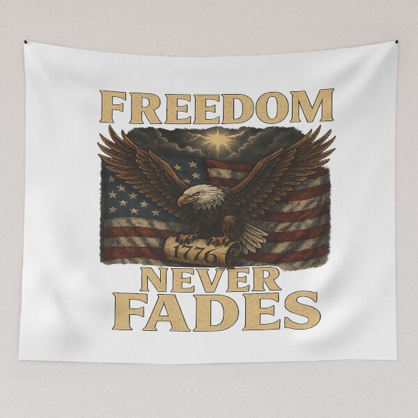 Item preview, Freedom Never Fades – Patriotic Bald Eagle & American Flag Vintage Art designed and sold by VueArts.