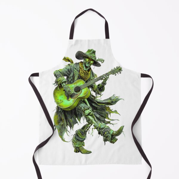 Item preview, "Flaming Skeleton Musician – Apocalyptic Western Rock Style" designed and sold by SantiLab.