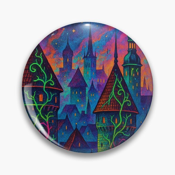 Item preview, Colorful Psychedelic Cityscape of Tallinn | Trippy Baltic Art | Vibrant Estonia Poster | Retro Travel Vibes designed and sold by PaintedPixels01.
