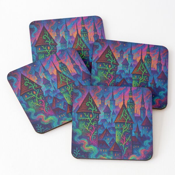 Item preview, Colorful Psychedelic Cityscape of Tallinn | Trippy Baltic Art | Vibrant Estonia Poster | Retro Travel Vibes designed and sold by PaintedPixels01.