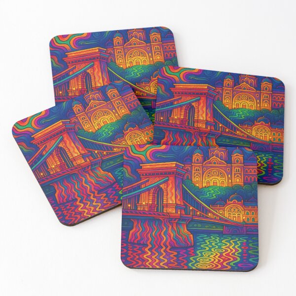 Item preview, Vibrant Psychedelic Budapest | Trippy Hungarian Cityscape | Colorful Budapest Wall Art | Retro Travel Aesthetic | Bold European Psychedelia designed and sold by PaintedPixels01.