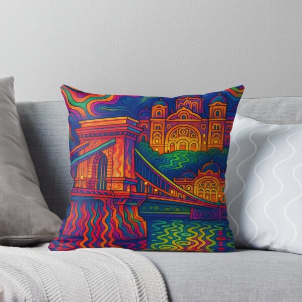 Item preview, Vibrant Psychedelic Budapest | Trippy Hungarian Cityscape | Colorful Budapest Wall Art | Retro Travel Aesthetic | Bold European Psychedelia designed and sold by PaintedPixels01.