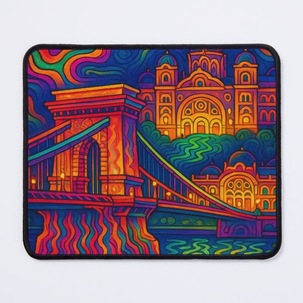 Item preview, Vibrant Psychedelic Budapest | Trippy Hungarian Cityscape | Colorful Budapest Wall Art | Retro Travel Aesthetic | Bold European Psychedelia designed and sold by PaintedPixels01.