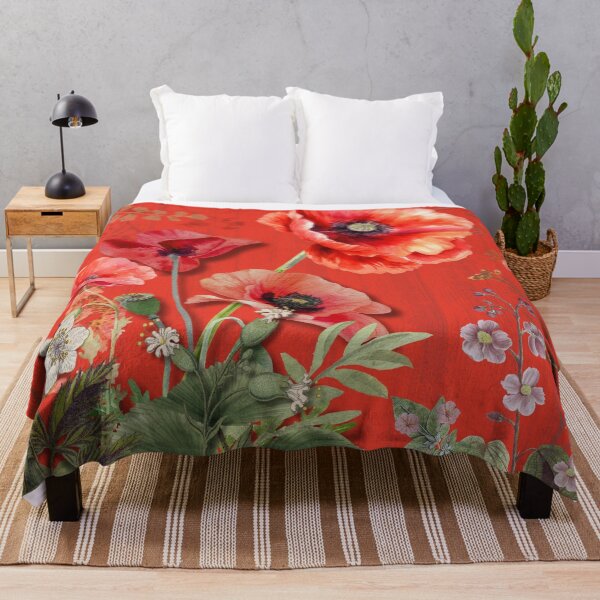 Item preview, Vintage Poppies on Red Woodgrain designed and sold by TurquoiseBird.