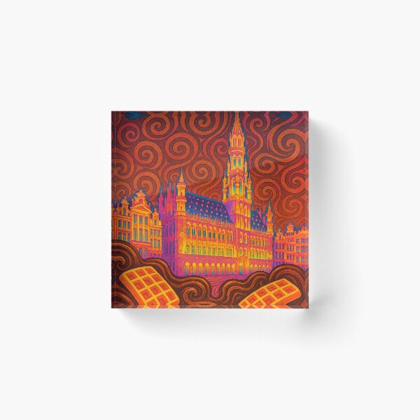 Item preview, Psychedelic Brussels Cityscape | Trippy Belgium Art | Colorful Urban Poster | Vibrant Abstract Brussels | Retro Travel Wall Art designed and sold by PaintedPixels01.