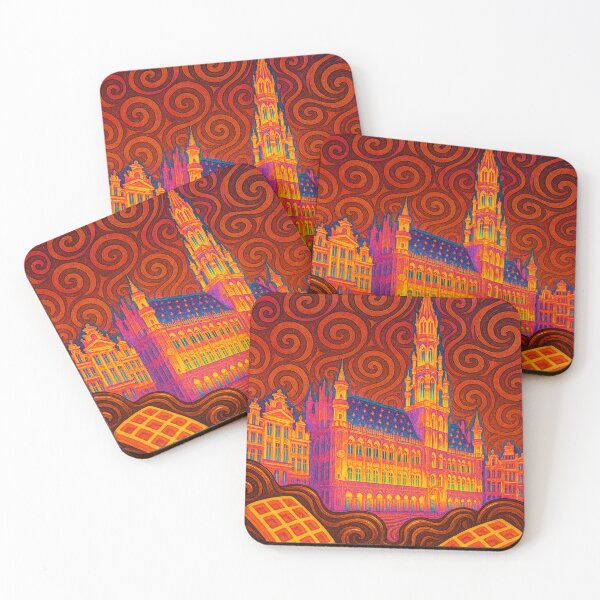 Item preview, Psychedelic Brussels Cityscape | Trippy Belgium Art | Colorful Urban Poster | Vibrant Abstract Brussels | Retro Travel Wall Art designed and sold by PaintedPixels01.