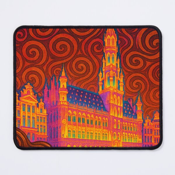 Item preview, Psychedelic Brussels Cityscape | Trippy Belgium Art | Colorful Urban Poster | Vibrant Abstract Brussels | Retro Travel Wall Art designed and sold by PaintedPixels01.