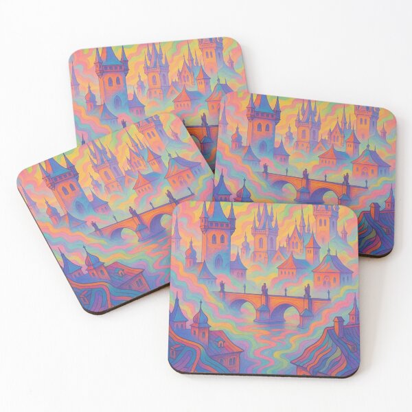 Item preview, Colorful Psychedelic Prague Art | Trippy Prague Cityscape | Surreal Prague Night Scene | Bohemian Vibes | Prague Travel Wall Art designed and sold by PaintedPixels01.