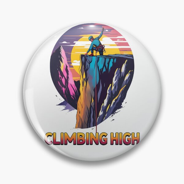Item preview, Climbing High – Retro Rock Climbing Sunset Vector | Reach the Top Adventure Art designed and sold by LoliDesignShop.