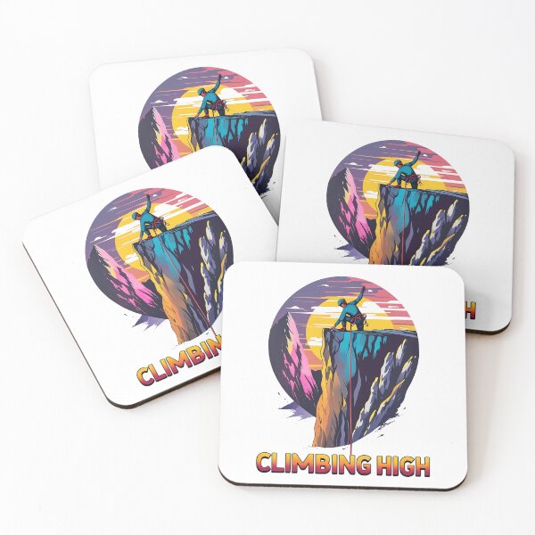 Item preview, Climbing High – Retro Rock Climbing Sunset Vector | Reach the Top Adventure Art designed and sold by LoliDesignShop.