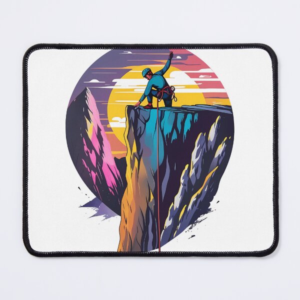 Item preview, Climbing High – Retro Rock Climbing Sunset Vector | Reach the Top Adventure Art designed and sold by LoliDesignShop.