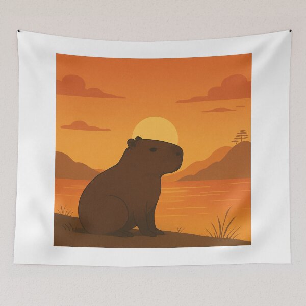Item preview, Capybara Sunset Vibes – Peaceful & Majestic designed and sold by Capybarastore_77.